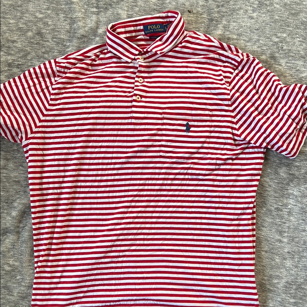Polo by Ralph Lauren Red and White Striped Polo Shirt